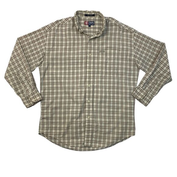 Vintage Ralph Lauren Chaps Shirt Mens M Medium Button Down Plaid Long Sleeve - Picture 1 of 13